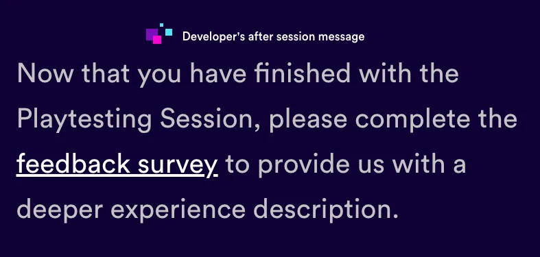 Session finished message